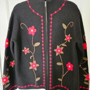 Pure & Simple - A Way Of Life - wool embroidered zipped up jacket.